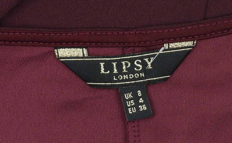 Womens UK Size 8 Lipsy Red Cropped Blouse