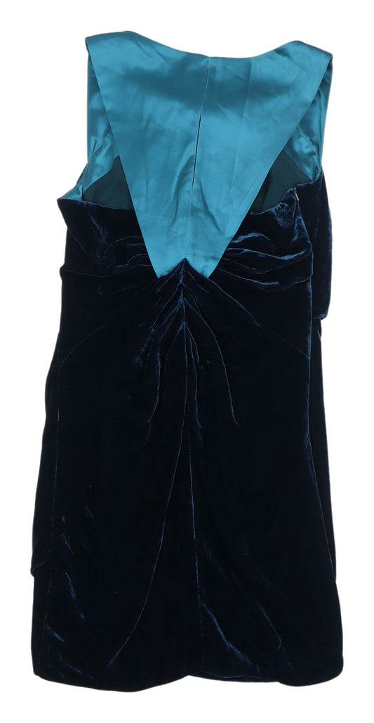 Karen Millen Blue Velvet Sleeveless Party Dress UK 12