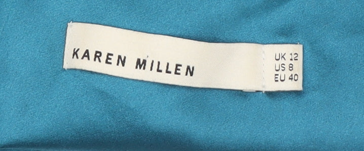 Karen Millen Blue Velvet Sleeveless Party Dress UK 12