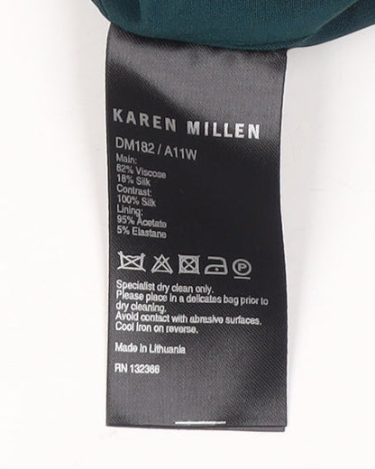 Karen Millen Blue Velvet Sleeveless Party Dress UK 12
