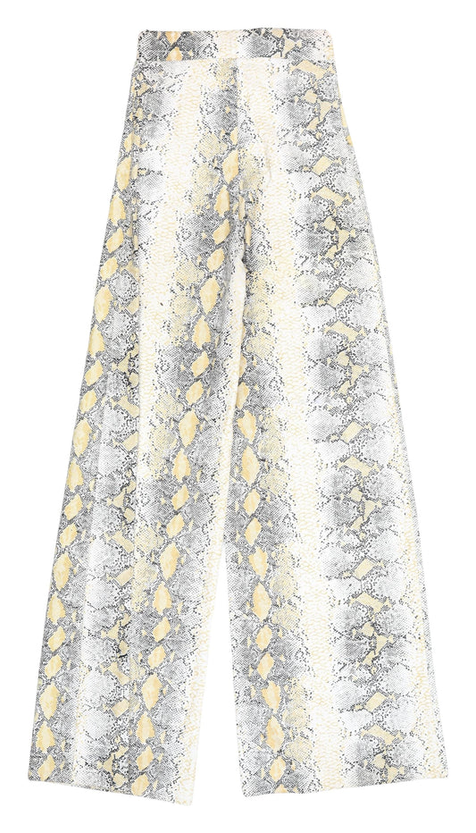 Womens UK Size 8 PRETTYLITTLETHING Regular Fit Wide-Leg Yellow Trousers