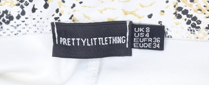Womens UK Size 8 PRETTYLITTLETHING Regular Fit Wide-Leg Yellow Trousers