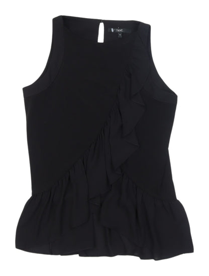 Womens UK Size 10 NEXT Black Ruffle Blouse