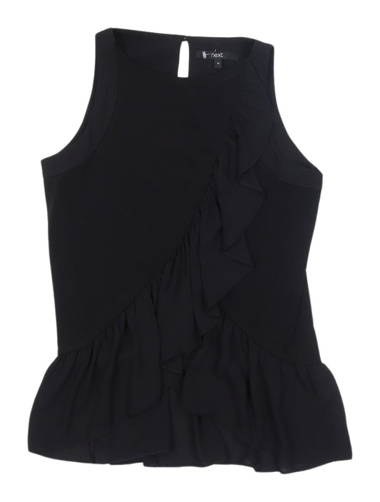 Womens UK Size 10 NEXT Black Ruffle Blouse