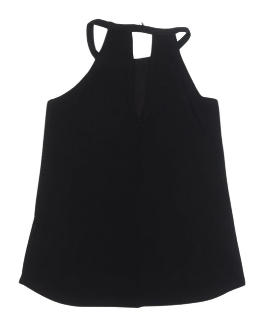 Boohoo Women's Black Tank Top UK 6 High Neck Sleeveless