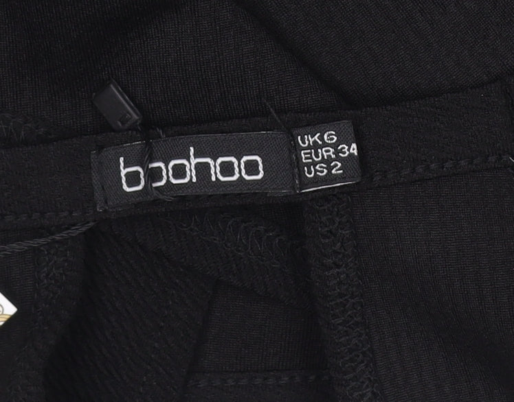 Boohoo Women's Black Tank Top UK 6 High Neck Sleeveless