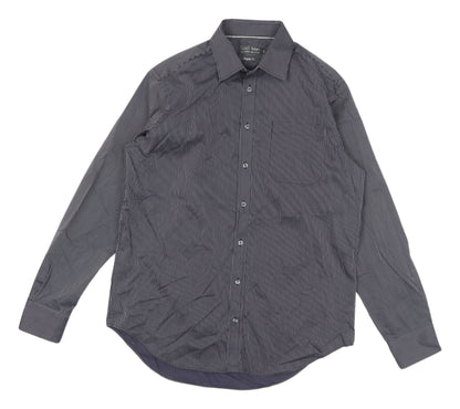 Marks and Spencer Men's Grey Striped Shirt 16