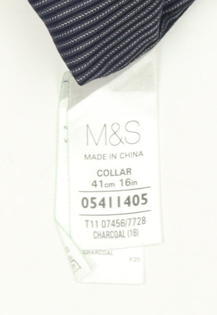Marks and Spencer Men's Grey Striped Shirt 16