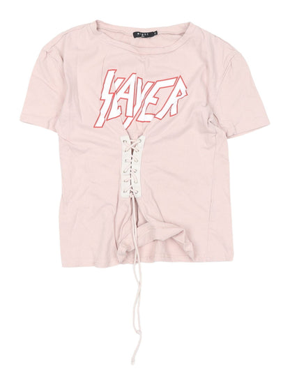 Womens UK Size S eight paris Pink Cropped T-Shirt