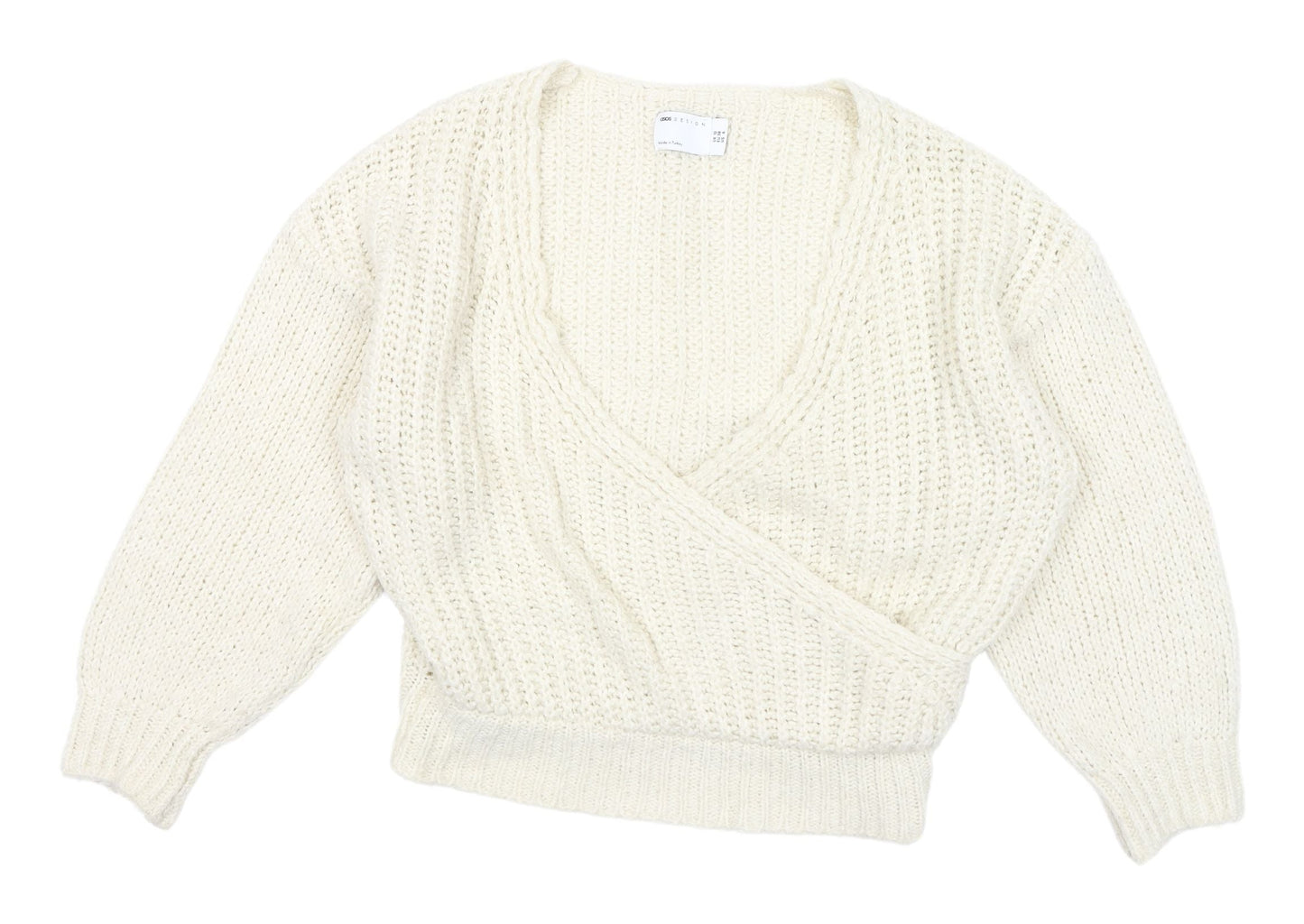 Womens UK Size 10 ASOS White Wrap Jumper