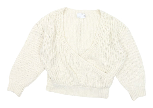 Womens UK Size 10 ASOS White Wrap Jumper