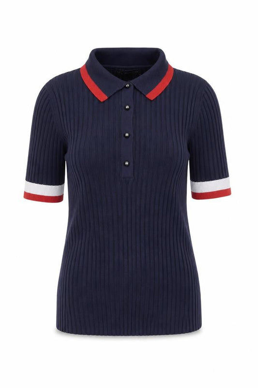 Womens UK Size 6 Marks and Spencer Blue Jersey Polo