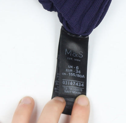 Womens UK Size 6 Marks and Spencer Blue Jersey Polo
