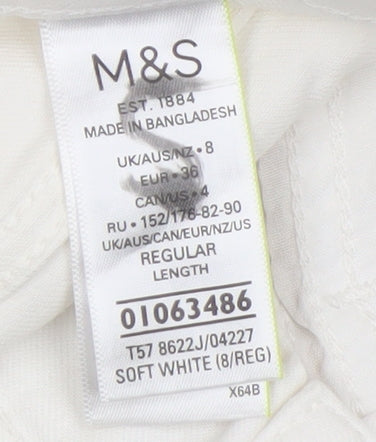 Womens UK Size 8 Marks and Spencer Regular Fit  White Jeans