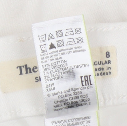 Womens UK Size 8 Marks and Spencer Regular Fit  White Jeans