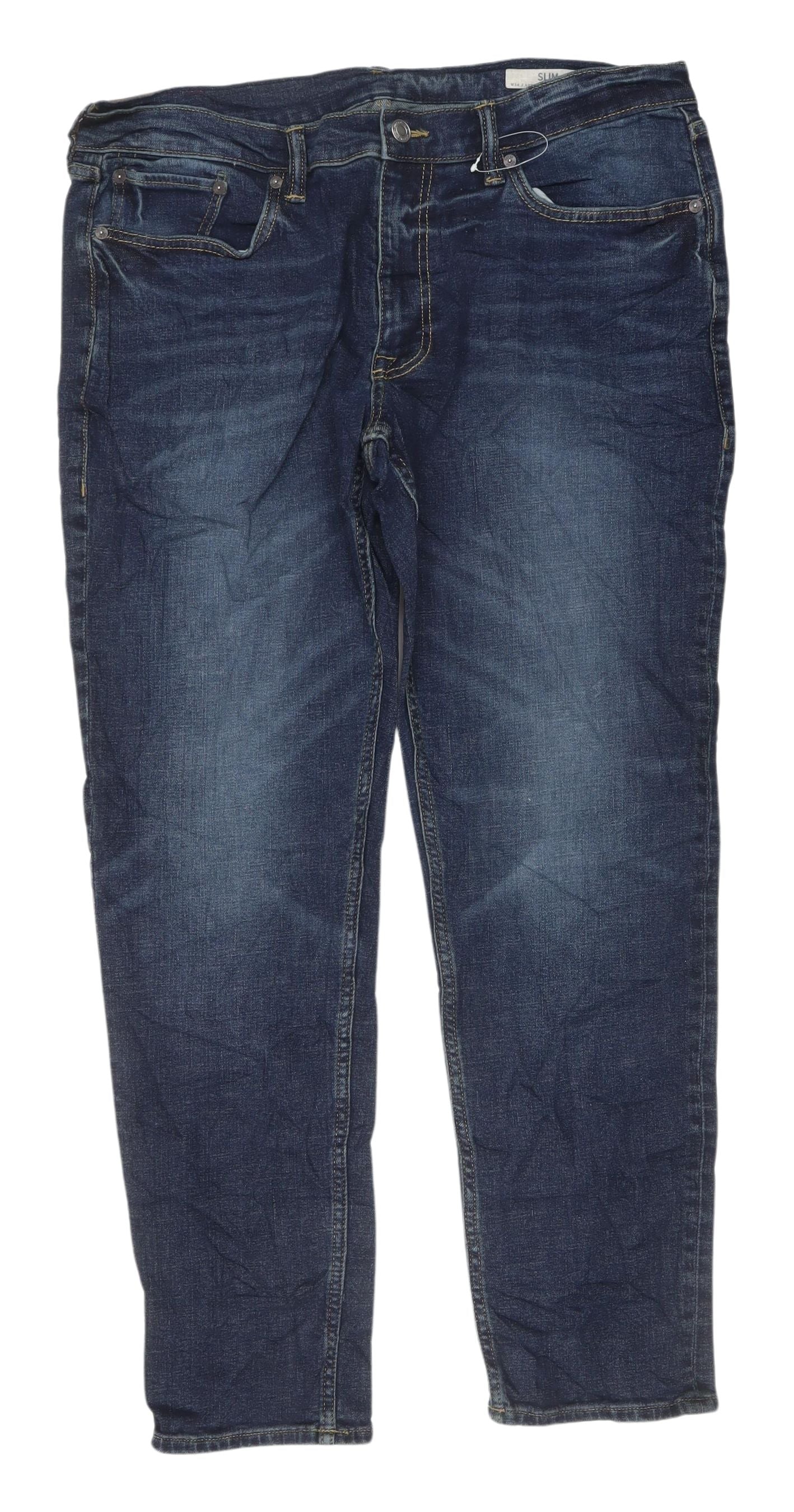 Marks and Spencer Men's Blue Slim Jeans, Size L