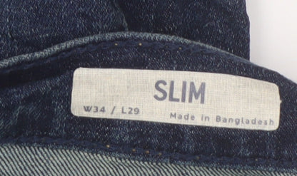 Marks and Spencer Men's Blue Slim Jeans, Size L