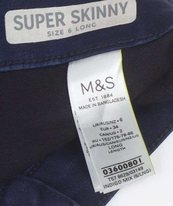 Womens UK Size 6 Marks and Spencer Slim Fit Skinny Blue Jeans