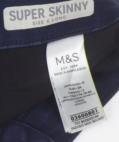 Womens UK Size 6 Marks and Spencer Slim Fit Skinny Blue Jeans