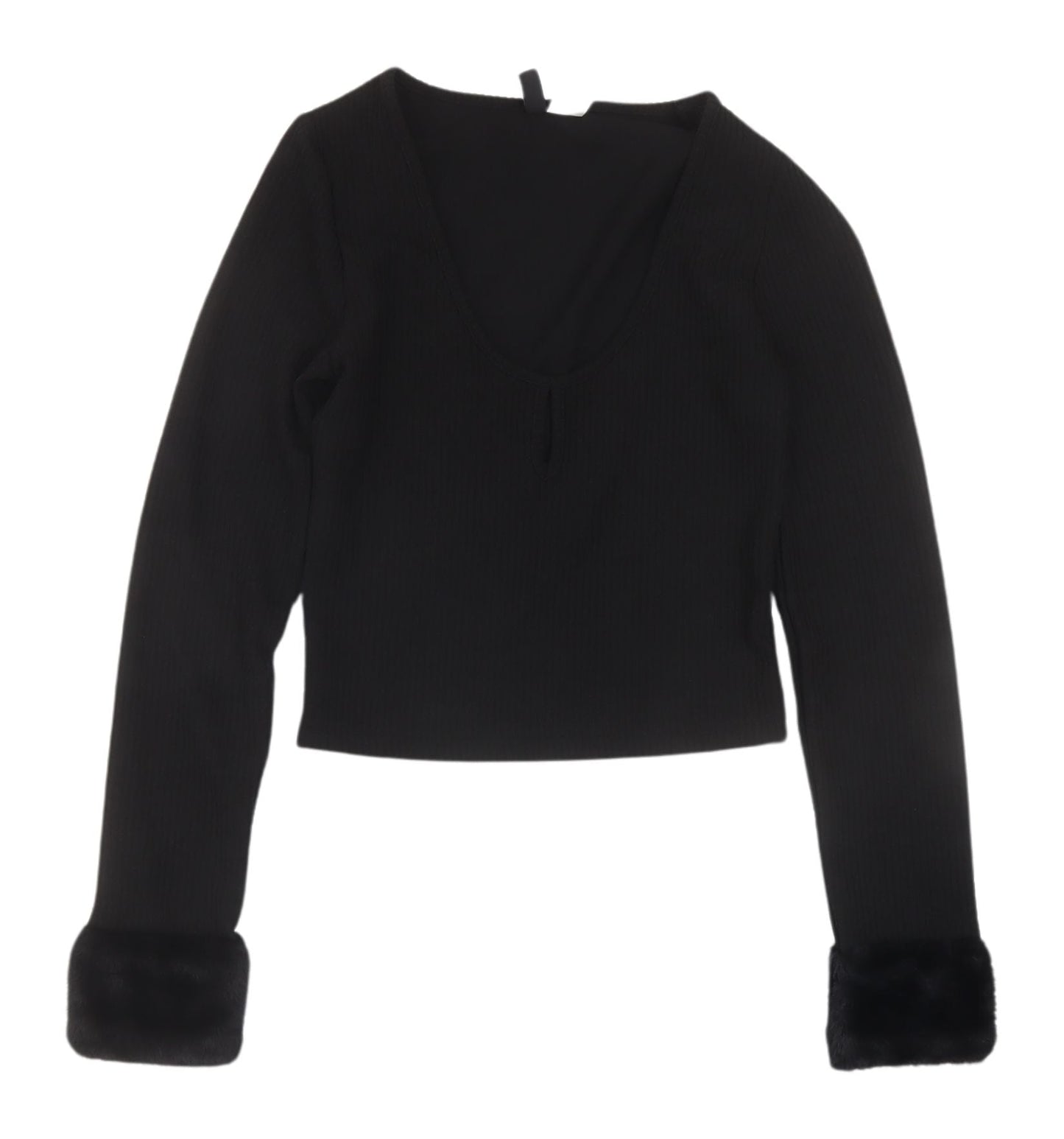 Womens UK Size 8 Divided Black Cropped T-Shirt