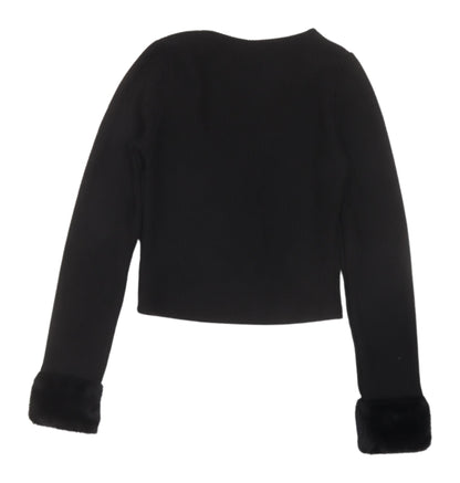 Womens UK Size 8 Divided Black Cropped T-Shirt