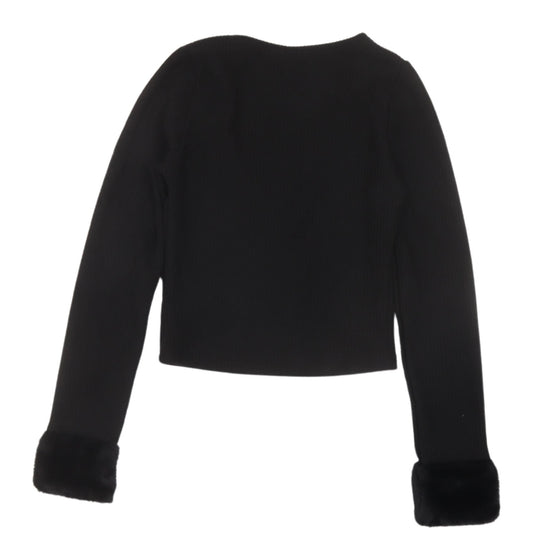 Womens UK Size 8 Divided Black Cropped T-Shirt