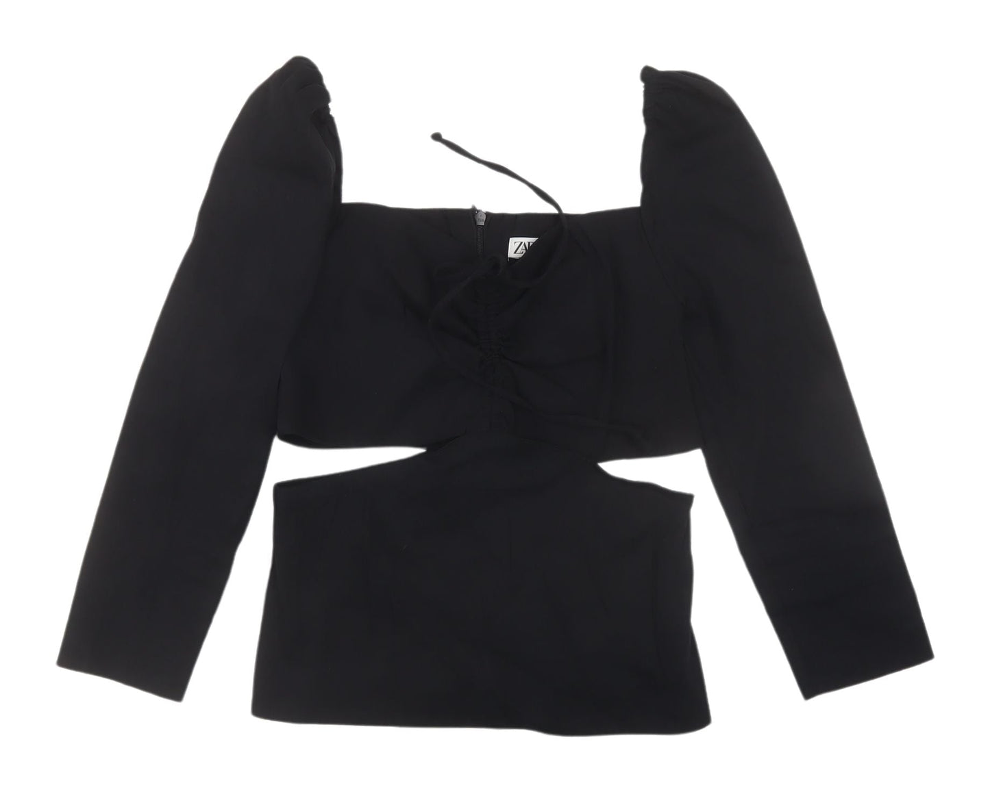 Womens UK Size XS Zara Black Cropped Blouse