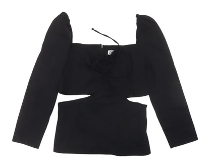 Womens UK Size XS Zara Black Cropped Blouse
