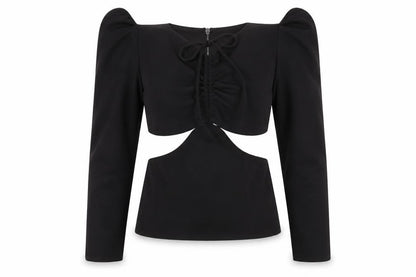 Womens UK Size XS Zara Black Cropped Blouse