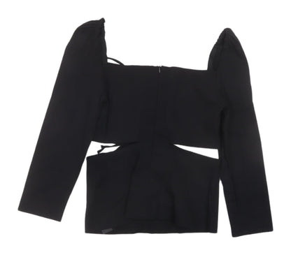 Womens UK Size XS Zara Black Cropped Blouse