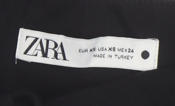 Womens UK Size XS Zara Black Cropped Blouse