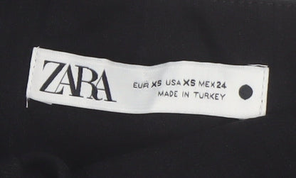 Womens UK Size XS Zara Black Cropped Blouse