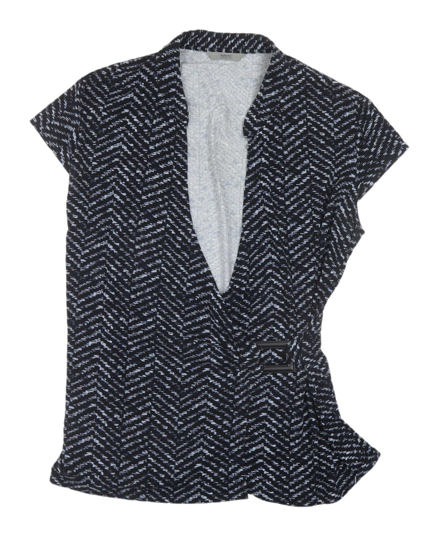 Womens UK Size 16 Marks and Spencer Blue Wrap Blouse