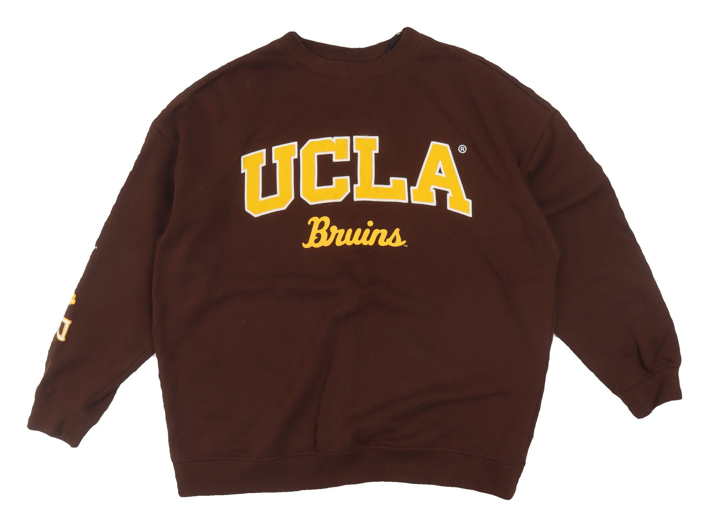 H&M Unisex Brown Graphic Sweatshirt, Size 8, Cotton Polyester