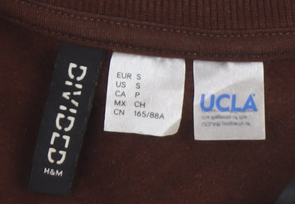 H&M Unisex Brown Graphic Sweatshirt, Size 8, Cotton Polyester