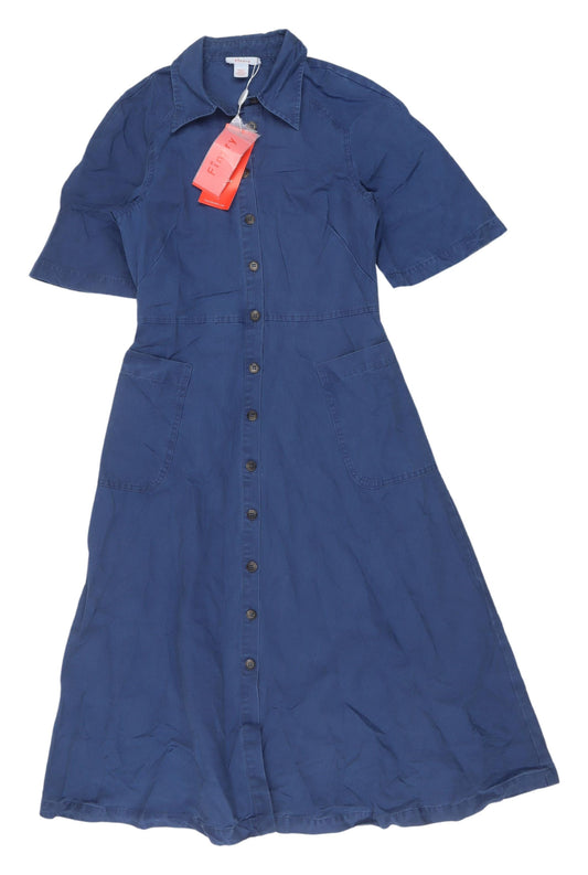 Finery Women's Blue Shirt Dress, UK 8, Cotton-Linen
