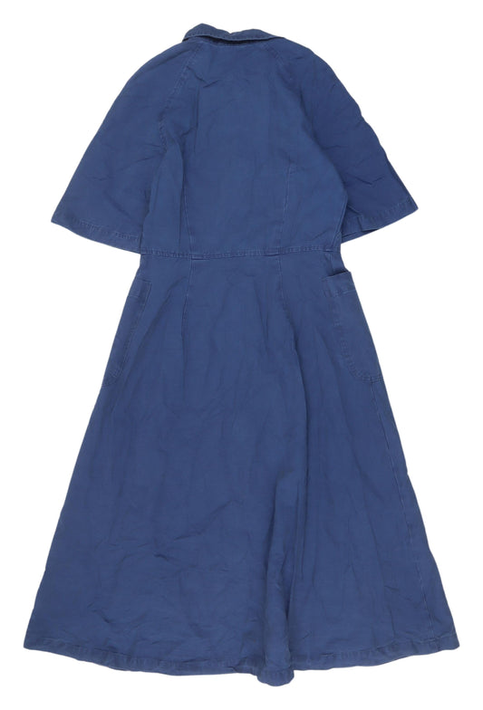 Finery Women's Blue Shirt Dress, UK 8, Cotton-Linen