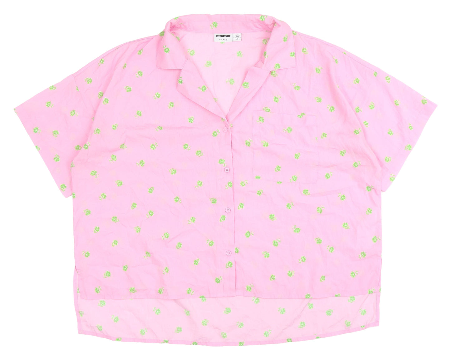 Noisy May Women's Pink Floral Button-Up Blouse M