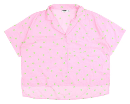 Noisy May Women's Pink Floral Button-Up Blouse M