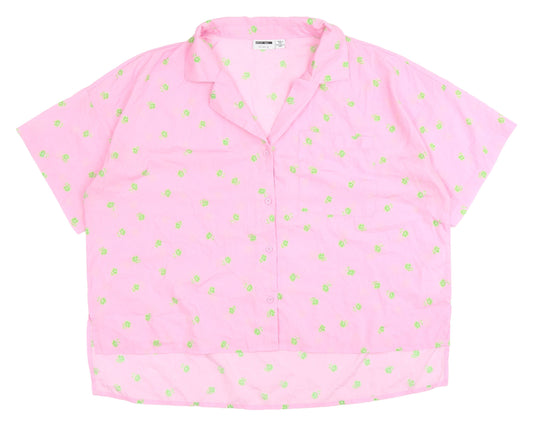 Noisy May Women's Pink Floral Button-Up Blouse M
