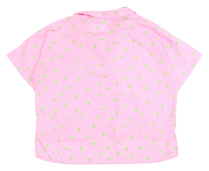 Noisy May Women's Pink Floral Button-Up Blouse M