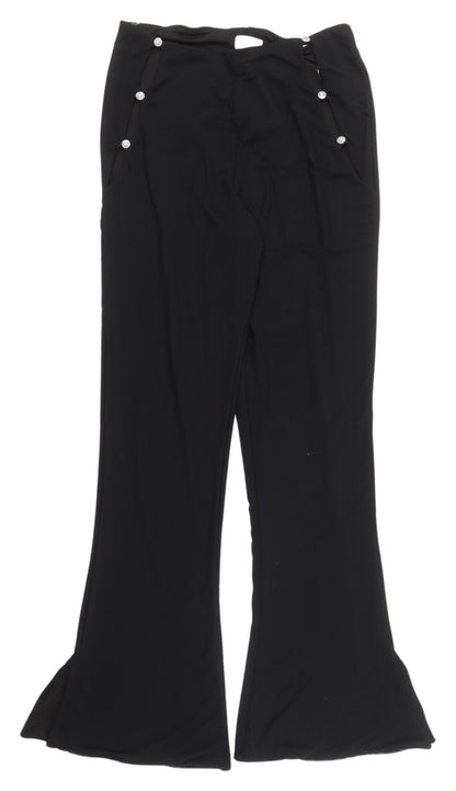Oh Polly Women's Black Flared Trousers, UK 14