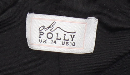 Oh Polly Women's Black Flared Trousers, UK 14