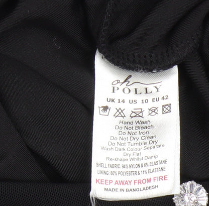 Oh Polly Women's Black Flared Trousers, UK 14