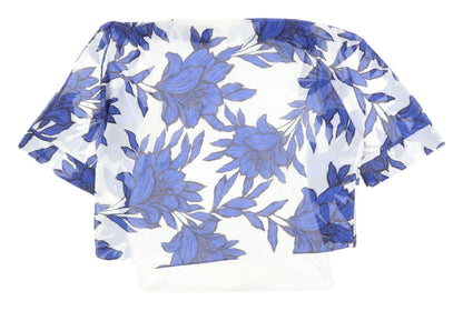 Roman Women's Floral Blue Tunic Blouse, Size 14