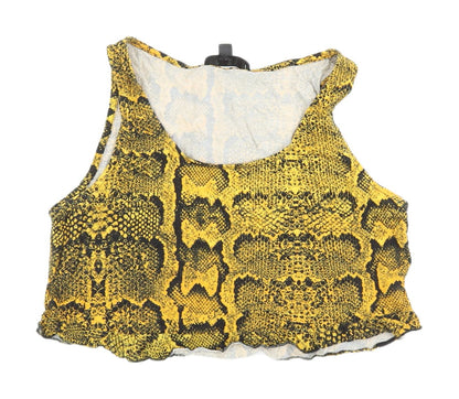 Womens UK Size 14 Missguided Yellow Cropped Tank
