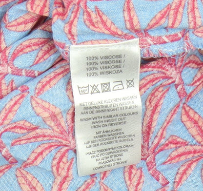Dusk Women's Tropical Blue Red Viscose Tunic Top S