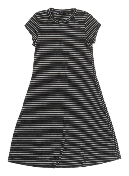New Look Women's Black Striped T-Shirt Dress Size 10