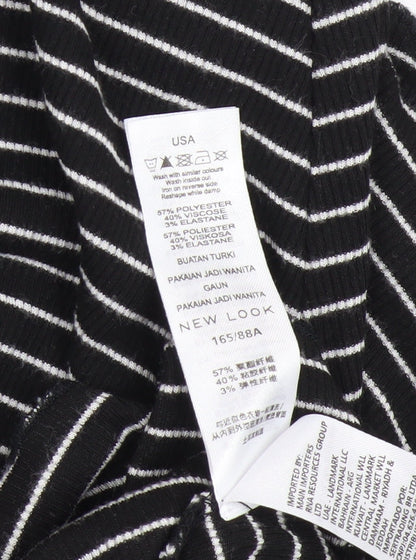 New Look Women's Black Striped T-Shirt Dress Size 10