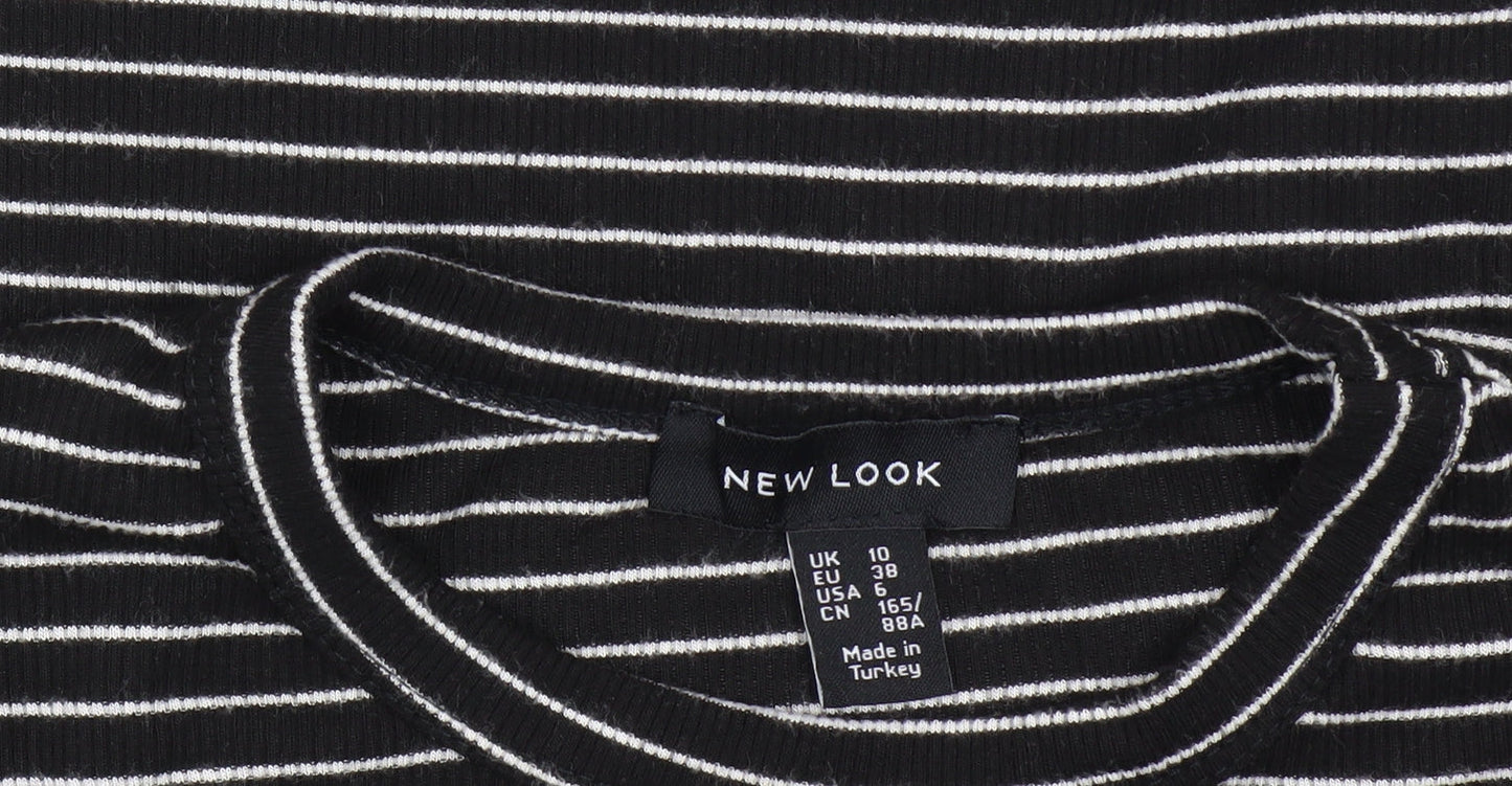 New Look Women's Black Striped T-Shirt Dress Size 10
